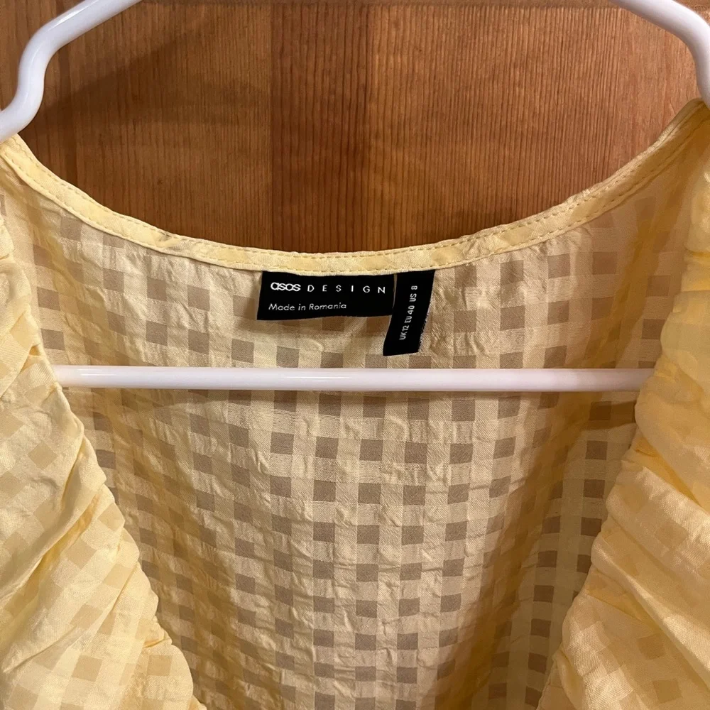 ASOS Yellow Textured Ruffle Blouse - Picture 2 of 4